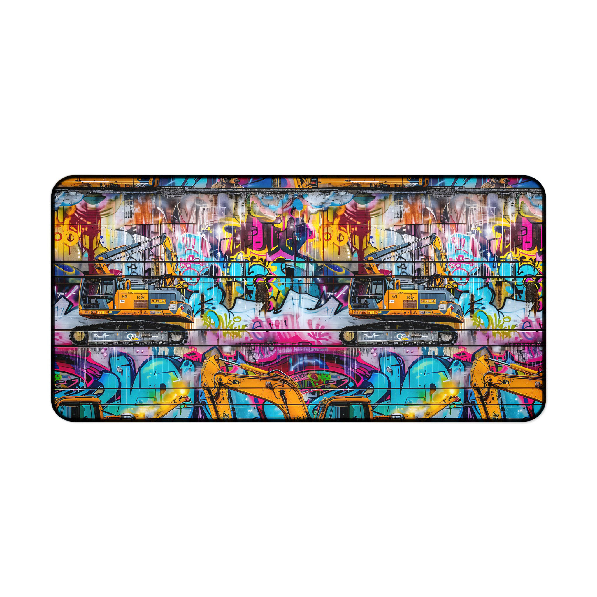 East Urban Home Excavator Graffiti Mouse Mat, Construction Vehicle